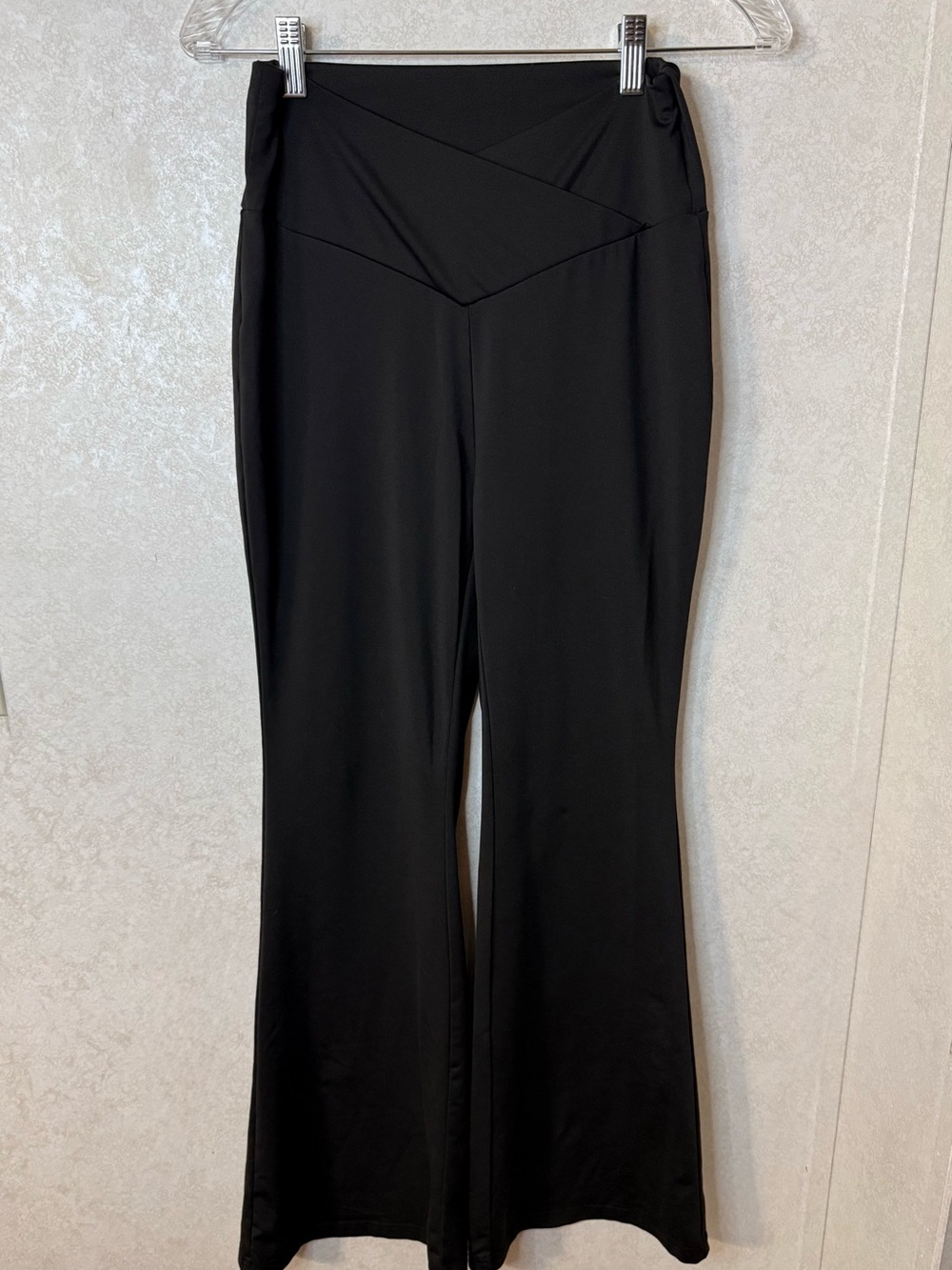 SHEIN Black High-Rise Flare Pants with V-Waistband